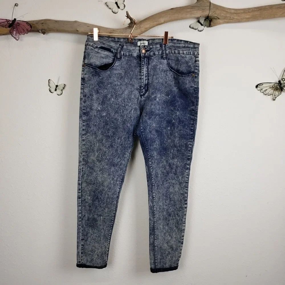 Zenobia acid wash blue skinny jeans